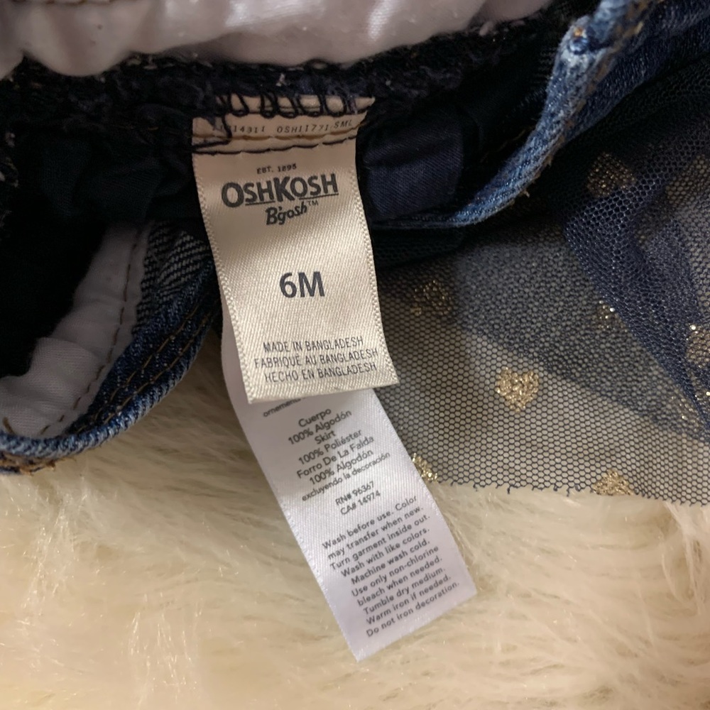 Oshkosh B’gosh Denim Overall Dress Baby Girl 6 mth - Picture 2 of 8